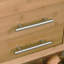 Îlot de cuisine en bambou sur roulettes, chariot utilitaire avec 2 tiroirs de rangement et tablettes ouvertes, ton bambou