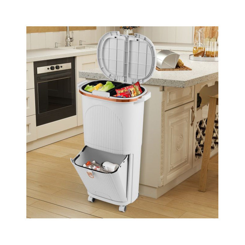 Plastic Waste Bin, Beige