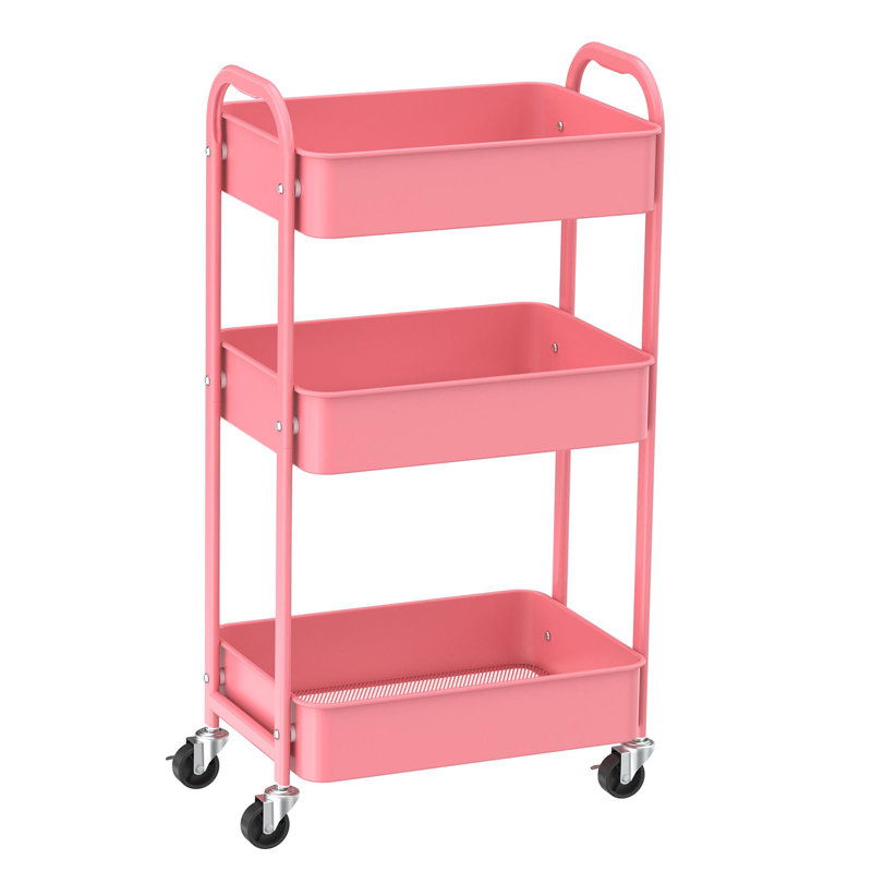 31'' H x 16.4'' W Utility Cart with Wheels, Pink