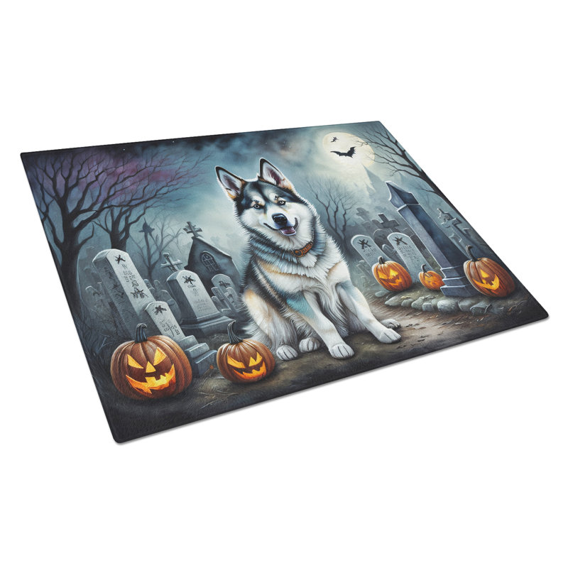 Grande planche à découper en verre Alaskan Malamute Spooky Halloween