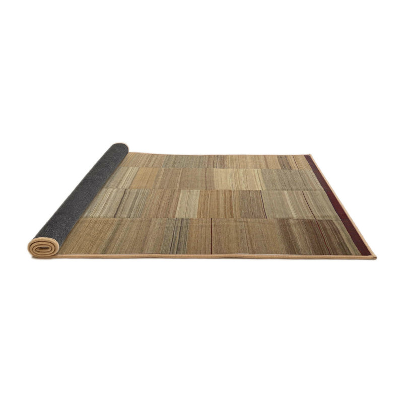 Tapis brun/gris/vert de zone contemporaine, Rond 8 pi