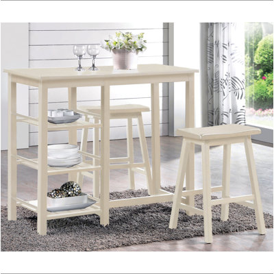 Buttermilk 3-piece Counter Height Set with Shelves
