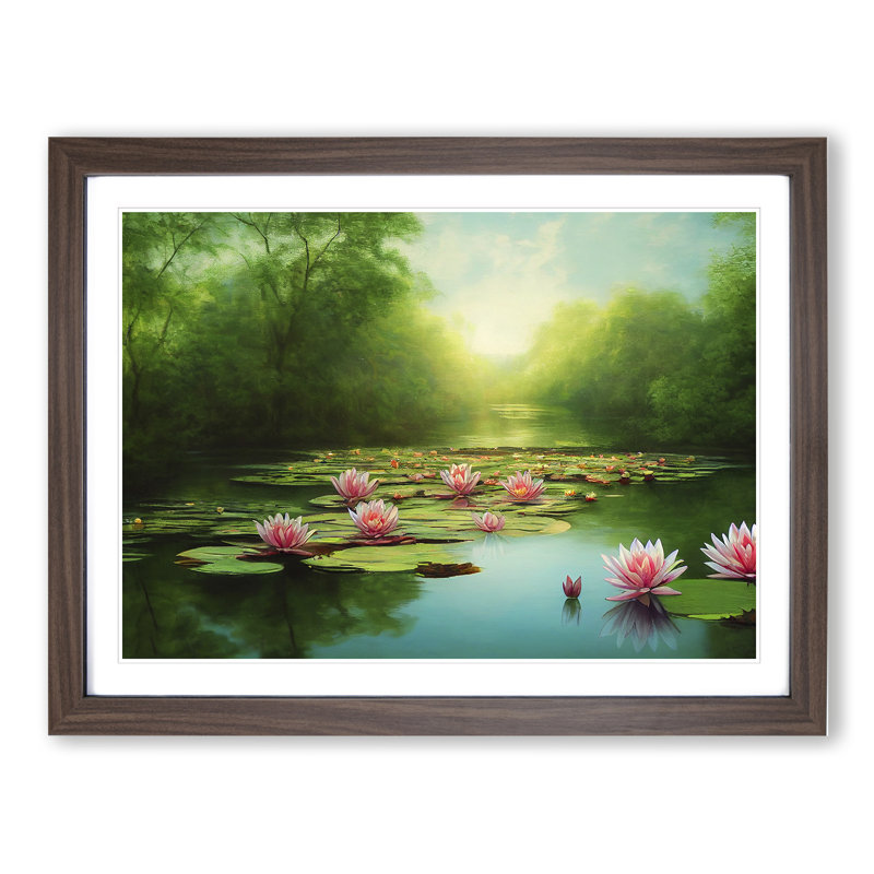 Special Water Lily Pond - Framed Print, 25cm H x 34cm W, Walnut Frame