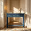 Longue console d'entrée étroite avec tiroirs de rangement et tablette inférieure, marine foncé, panneau de fibres à densité moyenne et bois de pin massif, style campagne
