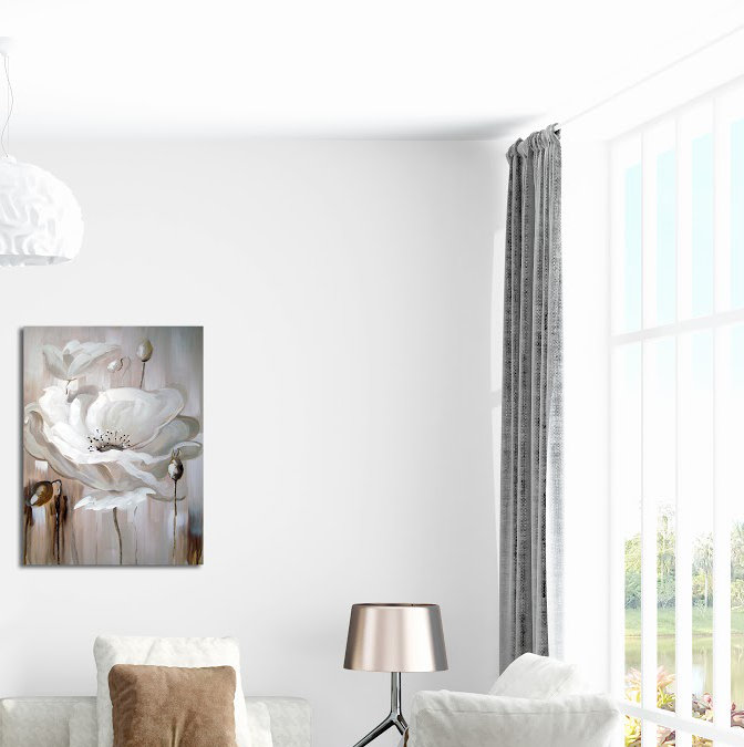 « white fleur ii », reproduction de peinture à l’huile sur toile tendue
