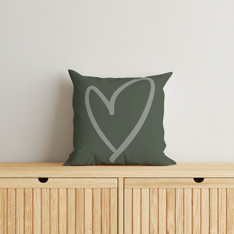Coussin Love, H 16 po x l 16 po, Chimichurri / géométrique vert