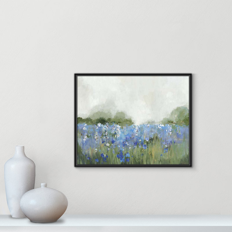 «Meadows Bluebells Field» encadré sur toile par Allison Pearce, H 23,5 po x l 29,5 po x P 2 po, Cadre noir