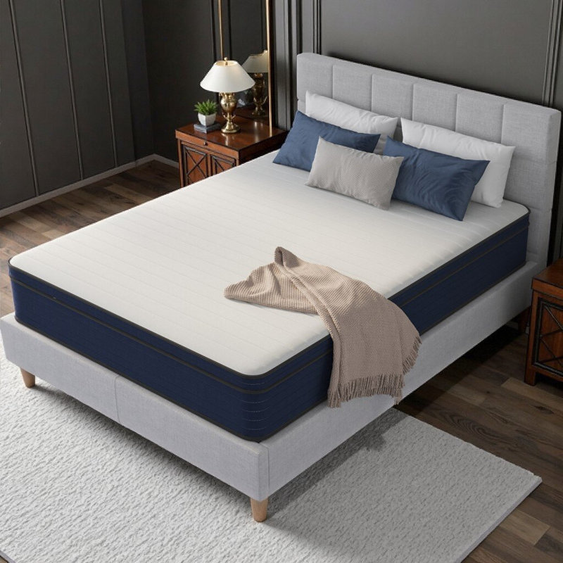 10/12 Inch Twin/Full/Queen/King Size Medium Firm Euro Top Hybrid Cooling Gel Memory Foam Mattress with Pocket Springs - Bed in a Box for Motion Isolation, Adjustable Base Friendly, CertiPUR-US Certified
