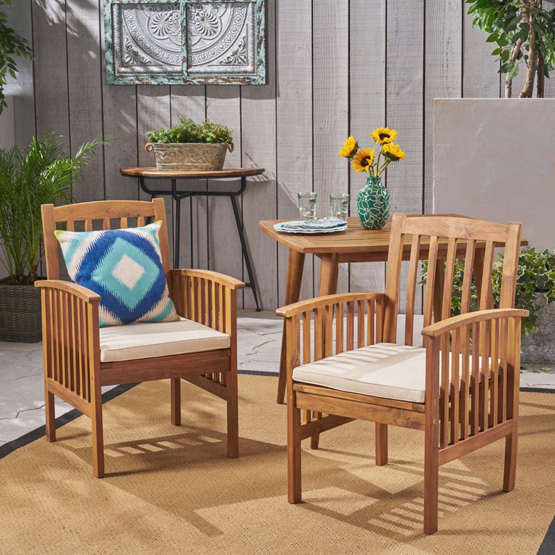 Fauteuil d'extérieur en bois d'acacia, Beige, Brun
