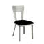 Chaise de salle à manger contemporaine en métal argenté 2 pièces Assise en microfibre noire