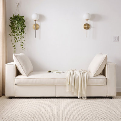 Upholstered Daybed with Mattress and Two Pillows