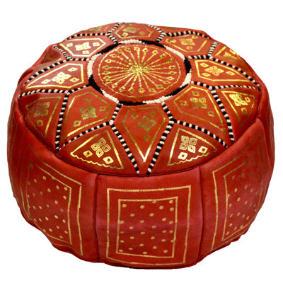 Pouf rond en cuir véritable 18 po Bagley