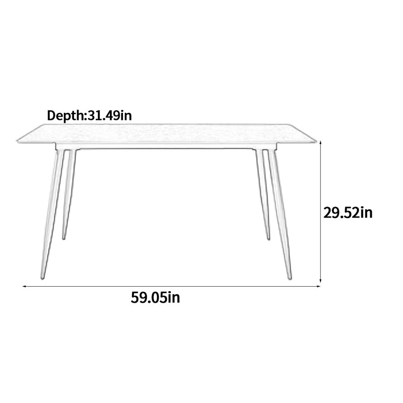 Grey rock plate dining table, 29.52"H x 59.05"L x 31.49"W