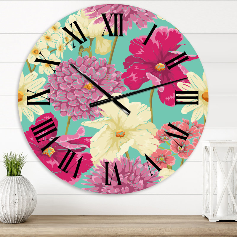 Horloge murale rétro rose et jaune, Petit