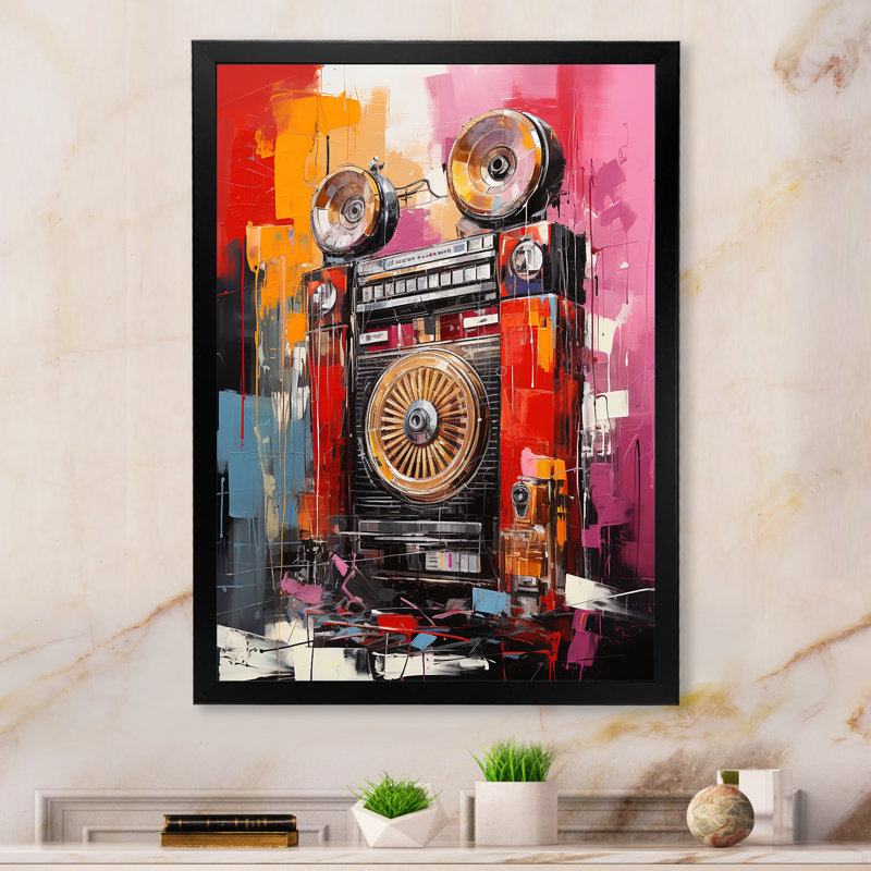 Abstract Rhythms Jukebox 1 - Jukeboxes, art mural, Cadre photo noir simple, H 20 po x l 12 po x P 1 po