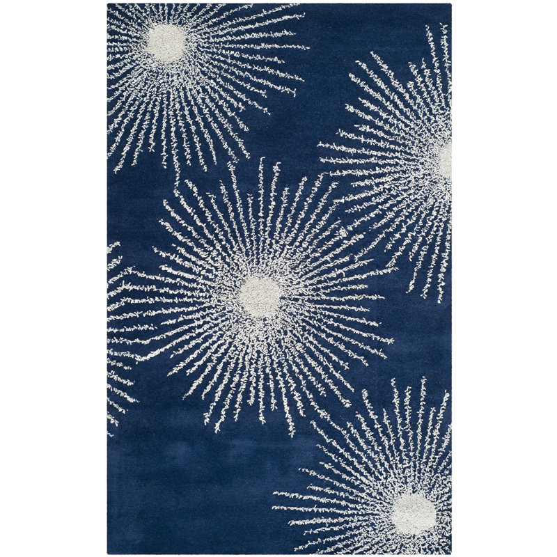 Amier Hand Tufted Wool And Viscose Floral Rug, Rectangle 2' x 3'