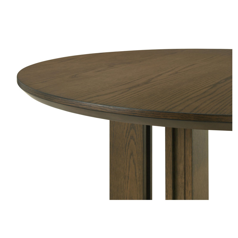 Table de salle à manger ronde Crispin en bois avec tablette inférieure, fini bois d'hévéa brun, pour 4 personnes