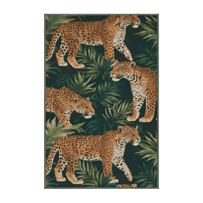 Washable Jaguars Big Cats Area Rug