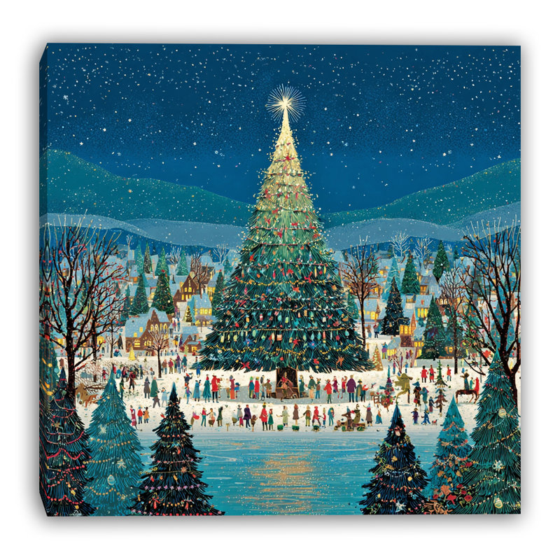 Art mural sur toile Starry Christmas Eve, H 12 po x l 12 po