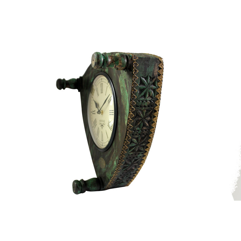 Green Reclaimed Wood Triangular Wall Clock