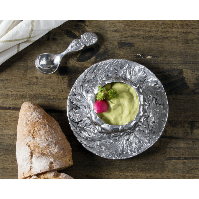 Arthur Court Aluminum Artichoke Condiment Set with Spoon and Tray