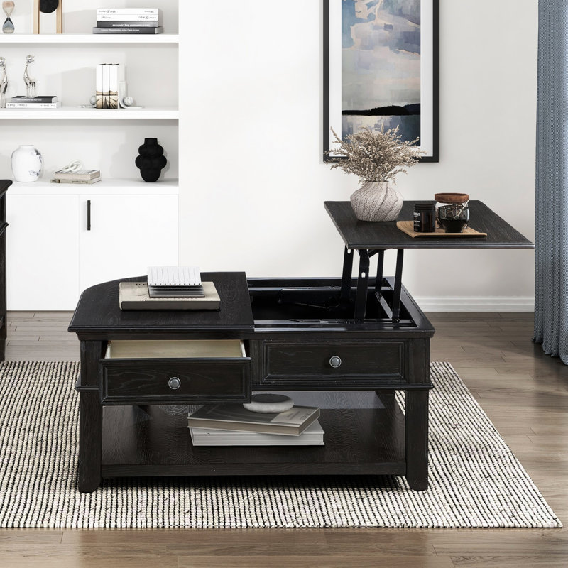 Table basse gris anthracite avec rangement et compartiments de rangement