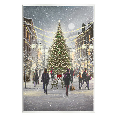 Town Christmas Tree Wall Plaque Art by Pip Wilson