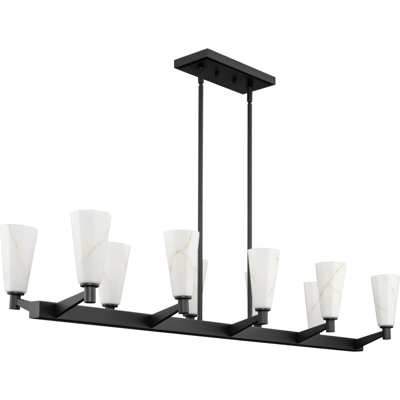 Lustre linéaire moderne à dix lumières de luxe, Noir mat