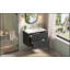 Meuble-lavabo flottant moderne de 30 pouces avec tiroirs à fermeture en douceur, lavabo en céramique et élégants boutons ovales pour petits espaces-449137194