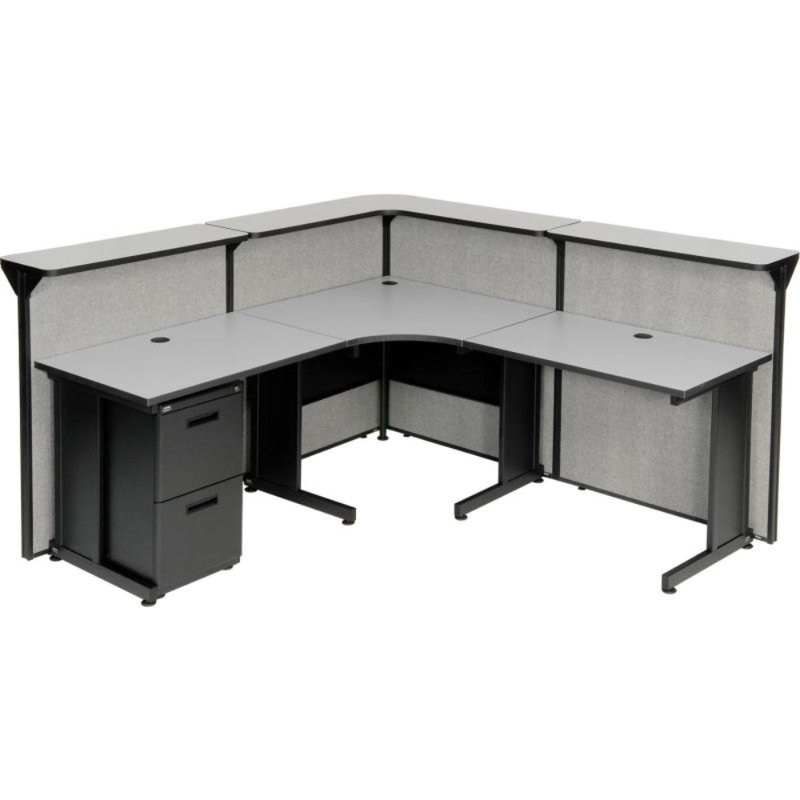 L-Shaped Synthetic Laminate Reception Desk, Grey