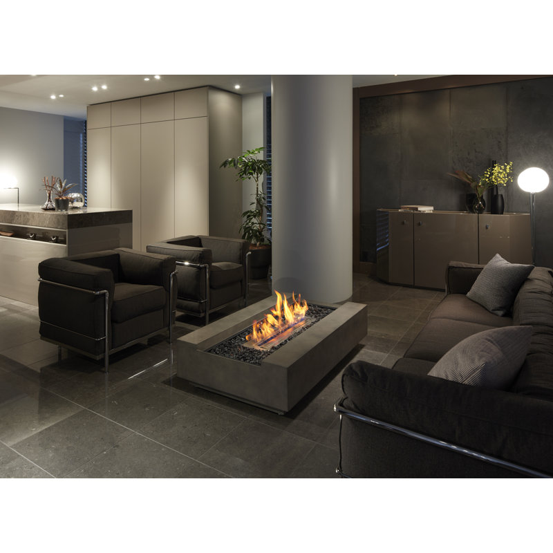 Foyer en pierre Wharf, H 12 po x l 50 po x P 30 po, Brûleurs à propane liquide / gaz naturel, Gris naturel