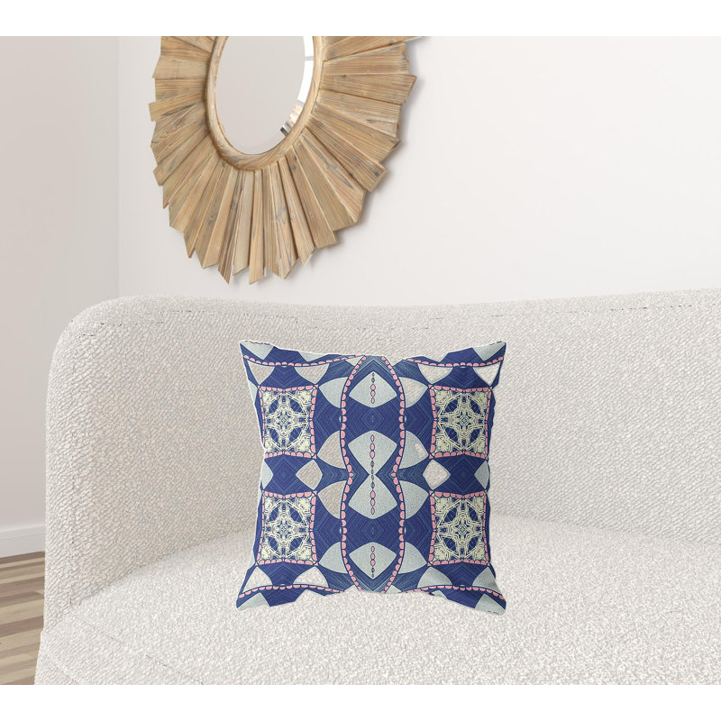 Housse et insert de coussin décoratif 20 po x 20 po à fermeture à glissière intérieure bleue et rose