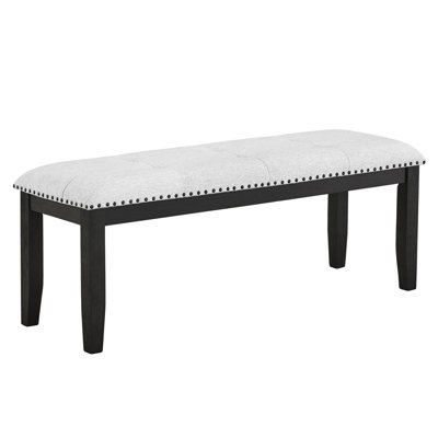 Elegant Transitional Bench With Grey Upholstery And Black Legs For Dining Room Bedroom Contemporary Upholstered Gray Finish Area