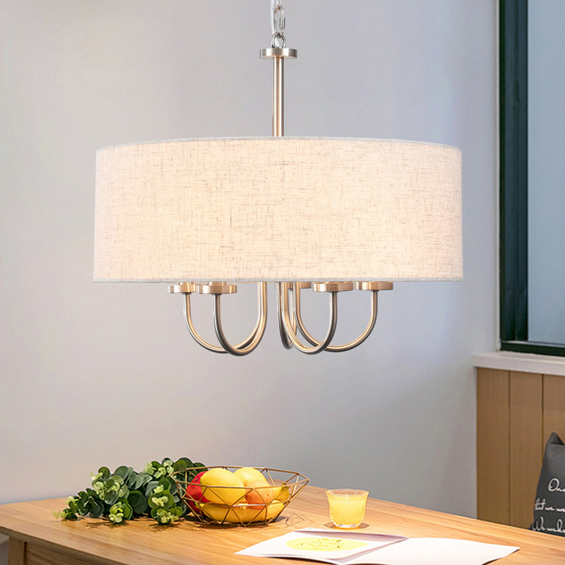 Gula 5 - Light Dimmable Drum Chandelier, Black/Gold, Black