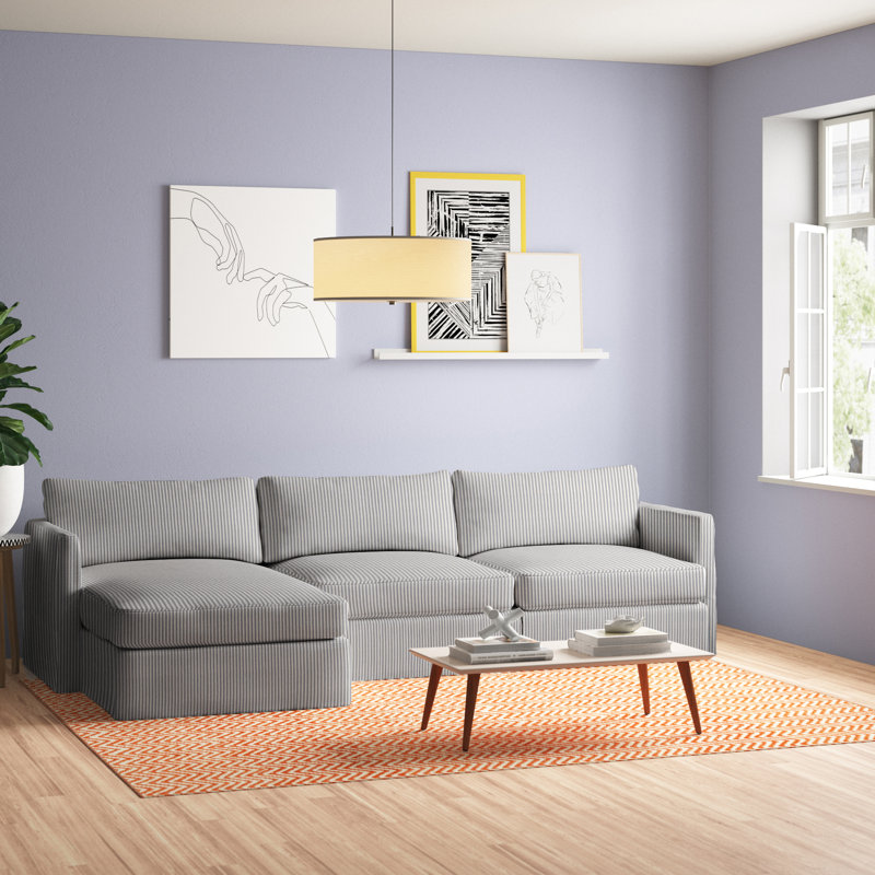Hartig Upholstered L-Shaped Sectional, Conversation Linen Basketweave, Left Hand Facing