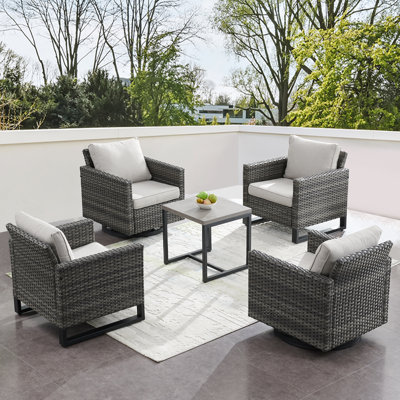 Naresa Wicker 5 - Person Patio Conversation Set with Cushions
