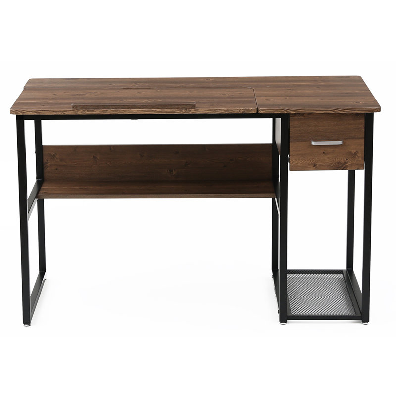 Dessin poste de travail d'artiste de bureau d'artiste avec tablettes et plateau de table inclinable, Brun