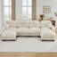 Canapé modulaire confortable en tissu de chenille plissé 4 places avec siège ergonomique en mousse haute densité, canapé modulaire en forme de U avec 2 repose-pieds, accoudoirs arrondis arrondis et 2 coussins décoratifs ronds, beige-1988814488-1988814493