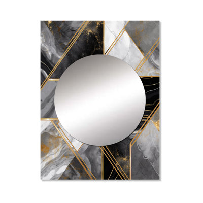 Agate en granite de marbre Rotanev avec touches dorées IV - grand miroir décoratif gris