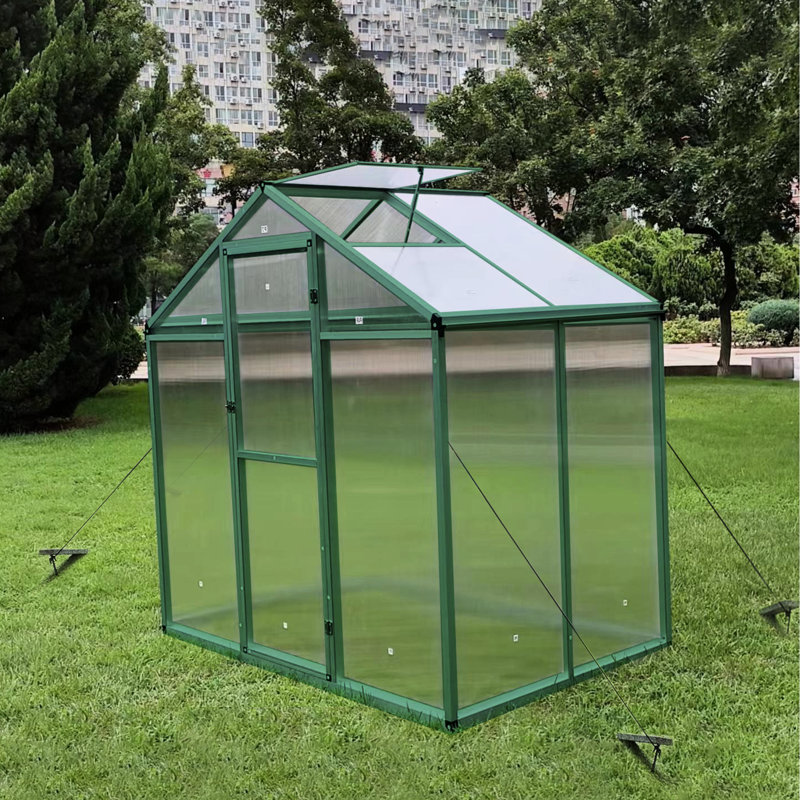 Serre en polycarbonate de 6 pi x 4 pi - Fabrication en aluminium à l'épreuve du vent pour les intempéries résistantes et résistantes au vent