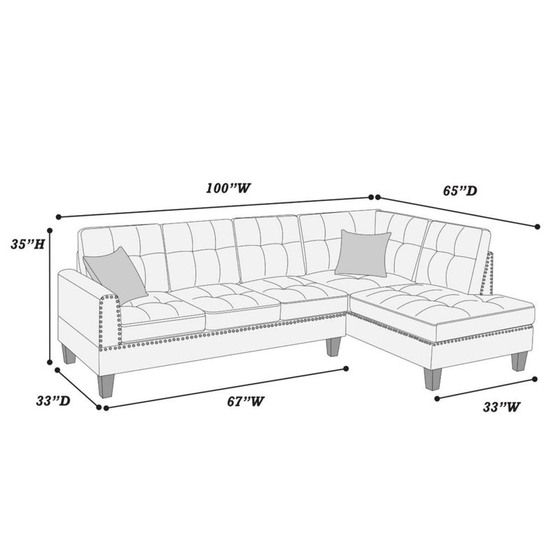 Canapé modulaire 2 pièces rembourré, Velours beige