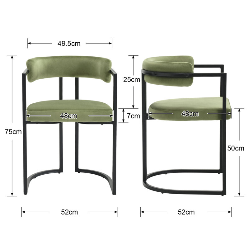 50cm H Upholstered Metal Accent, Green