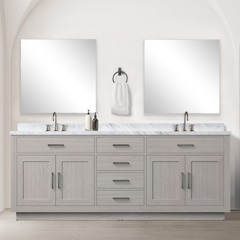 Meuble-lavabo double bleu 84 po X P 22 po D, Bleu