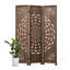 Paravent 6 panneaux pliant avec motif pivoine, finition bois clair-126480728-126480729