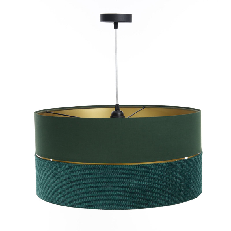 Roncy 1 - Light Drum Pendant, 107cm H x 50cm W x 50cm D, Green/Gold