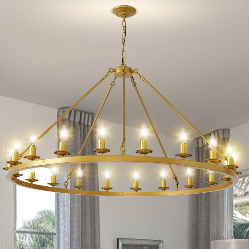 20-Light-Wagon Wheel Chandelier, Farmhouse Wagon Wheel Chandeliers For Dining Room, Round Chandelier For Living Room, Foyer, Entryway
