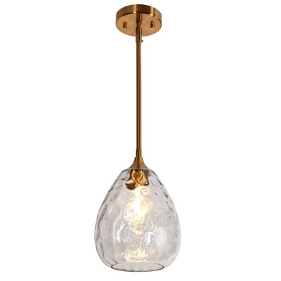 Alexandre 1 - Light 7.8'' W Dome Clear Glass Brass Kitchen Island Pendant UL Certified