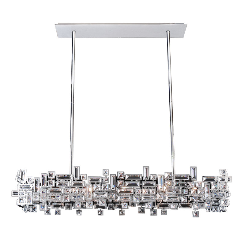 Vermeer 8 LT Chrome Linear Pendant Allegri, Swarovski Elements Clear, Chrome