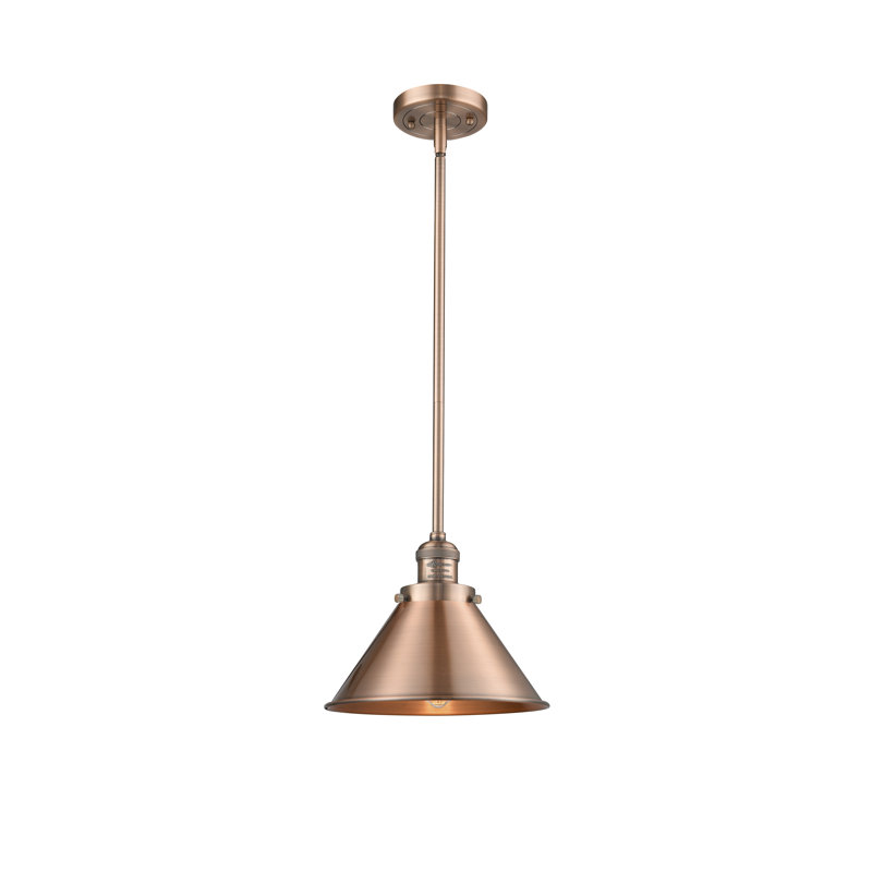 Luminaire suspendu conique à 1 lumière Paylor, Ampoule DEL 6 watts Vinage, Cuivre antique, Cuivre antique
