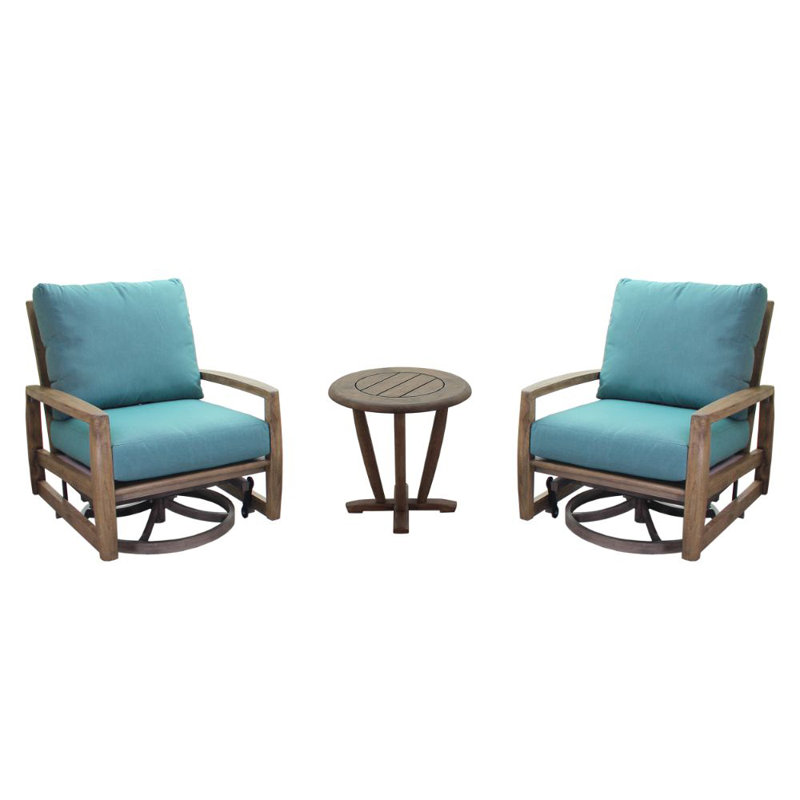 Ensemble de conversation en teck avec coussins sunbrella avalon courtyard